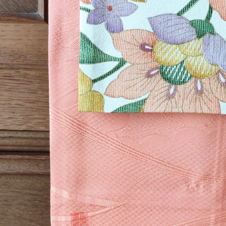Handmade Kimono Silk Scarf Coral