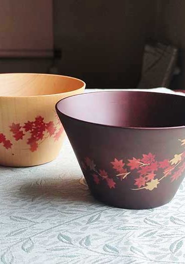 Japanese Wooden Soup Bowl Momiji