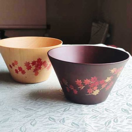 Japanese Wooden Soup Bowl Momiji
