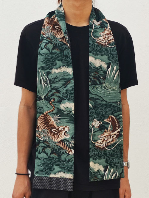 Handamde Kimono Scarf Wool | Dragon & Tiger