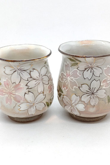 Handmade Yunomi Tea Cups Pair Icchin Sakura