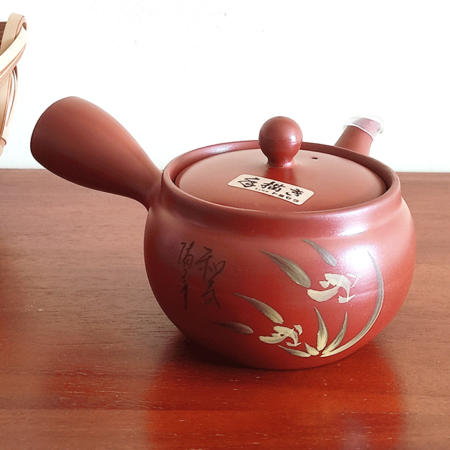 Hand-painted Tokoname Kyusu Teapot Orchid