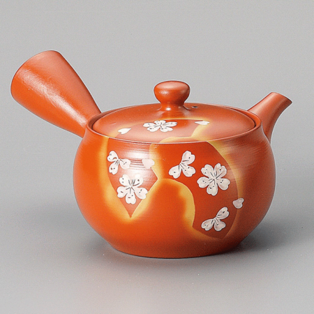 Japanese Hand-painted Tokoname Kyusu Teapot Sakura Obi j-okini Malta