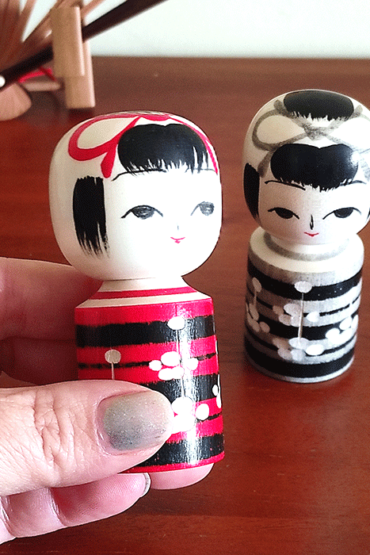 Mini Kokeshi dolls Ume Handmade dolls Japanese dolls j-okini Malta