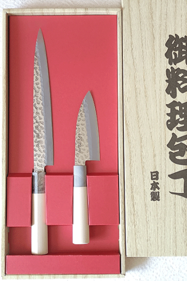 Japanese Kitchen Knife gift set YAXELL | Sashimi & Deba | Hammered