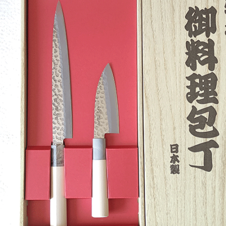 Japanese Kitchen Knife gift set YAXELL | Sashimi & Deba | Hammered