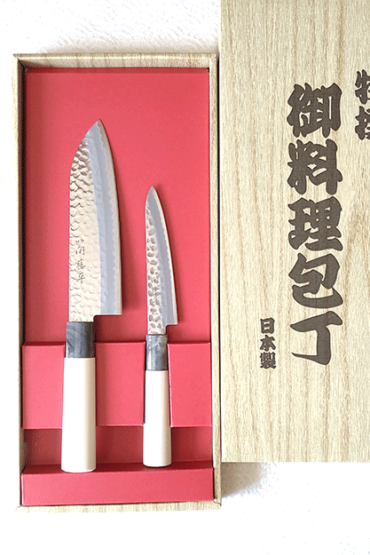 Japanese Kitchen Knife gift set YAXELL | Santoku & Petty | Hammered