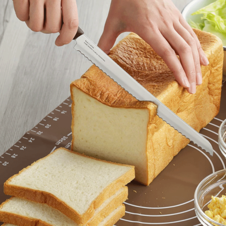 Slice with precision and ease with Japanese Bread Knife! Crafted in Niigata Prefecture of Japan for perfection, this knife will change the way you enjoy your bread. buy online at j-okini Malta