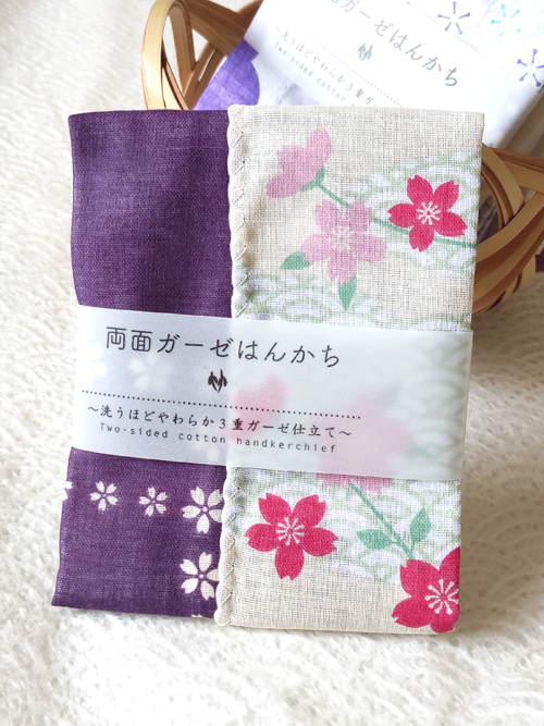 This is a very popular Japanese handkerchief with patterns on both sides of the soft triple gauze. Available at j-okini malta
