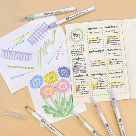The Kuretake ZIG Clean Color Dot 6 Color Set | Mild is a delightful collection of markers designed to bring a touch of creativity and fun to your artwork, journaling, and note-taking. Each marker in this set features a unique dot core that is both elastic and versatile, allowing you to create a variety of dot sizes and shapes with ease. Create with Precision With the dot core side, you can effortlessly draw dots ranging from a maximum diameter of about 5mm to a minimum diameter of about 1mm. The elasticity of the dot core also enables you to create charming droplets, adding a playful element to your designs. Smooth and Consistent Lines These markers use water-based pigment ink, ensuring that your colors remain vibrant and do not bleed easily, even when layered over other colors. This makes them perfect for detailed work and layering techniques. Perfect for Journals and Notebooks The mild colors in this set are ideal for marking notebooks and journals, providing a subtle yet beautiful touch to your notes and entries. The gentle hues are easy on the eyes and add a sophisticated flair to your writing. Set Includes: Baby Pink Peach Bliss Butter Pale Mint Powder Blue English Lavender Available at j-okini.com in Malta