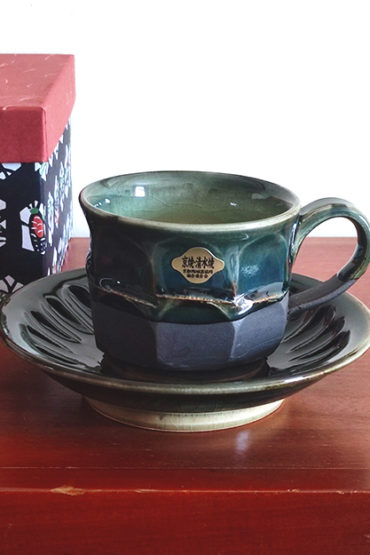 Handmade Kiyomizu Ware Coffee Cup and Saucer Set