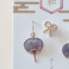 Japanese earring set including two mini uchiwa fan featuring a vibrant fireworks (hanabi) pattern earrings with hooks , paired with a cute ribbon stud earring. Uchiwa fan has the desi Made in Japan! Available at j-okini.com in Malta