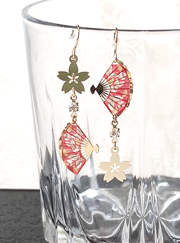 Sakura and Sensu Fan Earrings