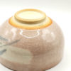 Kiyomizu-ware handmade Matcha bowl by Okayama Kousha, featuring a warm light coral and skin-tone hue with a delicate cracked-glass pattern. Tube-shaped for excellent heat retention, with unique random grey accents on the front. Stamped at the bottom. Made in Japan. Available at j-okini.com in Malta