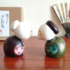 A modern Creative Kokeshi doll set named 'Gochouju' by award-winning artist Sekiguchi Toshio. The dolls depict an elderly couple with kind smiles, dressed in elegant kimono, celebrating longevity and happiness. Handcrafted in Japan. Available at j-okini.com in Malta
