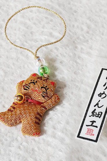 Handmade Chirimen Cat Netsuke Strap – A Lucky Charm
