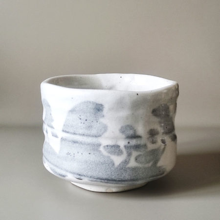 Tall Mino Ware Matcha Bowl Shiro Shino
