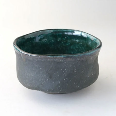 Asagi-iro & Matte Grey Tube-Shaped Matcha Bowl