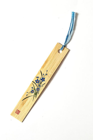 Bamboo bookmark Blue Wildflower Design