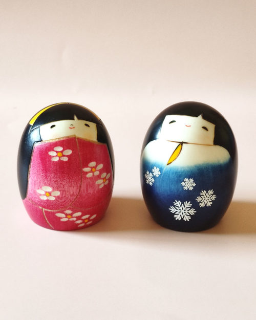Negai and Yuki no sei Kokeshi dolls by Usaburo