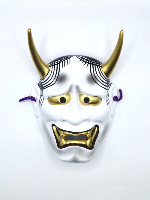 Pottery wall art of Hannya, the female demon mask from Noh drama, 20.6cm tall. Available at j-okini.com in Malta