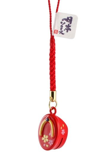 Brass Pokkuri Charm Bell – Red with Sakura Motif. Available at j-okini.com in Malta