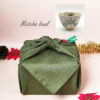 Matcha bowl wrapped in j-okini furoshiki wrapping cloth. Gifts idea from Japan. Available at j-okini.com in Malta