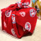 Red Furoshiki cloth with round Daruma doll pattern, 48cm square, made in Japan. Available at j-okini.com in Malta