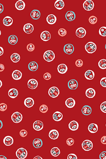 Adorable red Daruma Furoshiki wrapping cloth (48cm) featuring lucky Daruma motifs. Perfect for Christmas wrapping, bento, or eco-friendly gifts. Made in Japan. Available at j-okini.com in Malta