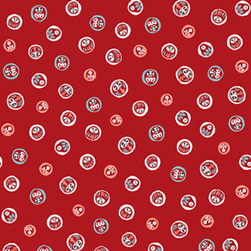 Adorable red Daruma Furoshiki wrapping cloth (48cm) featuring lucky Daruma motifs. Perfect for Christmas wrapping, bento, or eco-friendly gifts. Made in Japan. Available at j-okini.com in Malta