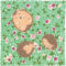 Green organic cotton Furoshiki featuring a hedgehog family relaxing in a clover field, designed by Kata Kata, made in Japan.. Available at j-okini.com in Malta