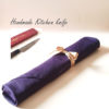 Handmade Japanese Kitchen knife wrapped in j-okini Furoshiki. Available at j-okini.com in Malta