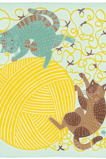 Kata Kata Organic Furoshiki – Curious Cat and Yarn | 50cm