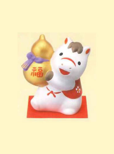 Nishiki-Iro Lucky Horse Figurine – Hyōtan Holder (2026 Zodiac)