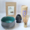Japanese Matcha tea set with Mino ware matcha bowl, bamboo whisk, scoop, whisk stand, and premium Uji matcha. Sold at j-okini.com in Malta
