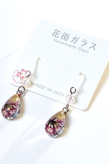 Hanamachi Glass Earrings – Purple Floral Design