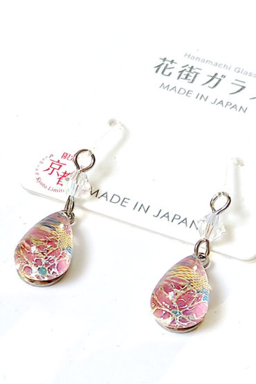 Kyoto Hanamachi Glass Earrings – Red & Pink Floral Design