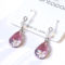 Kyoto Hanamachi glass earrings with pink base and white flower design, small 1 cm glass beads and transparent allergy-friendly hooks, made in Japan.