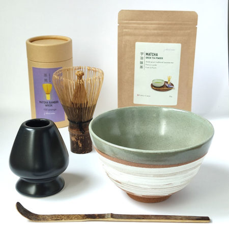Japanese Matcha Tea Set – Mino Ware Bowl with Uji Matcha