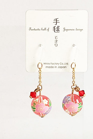 Temari Earrings – Pink Sakura Ball (Made in Japan)