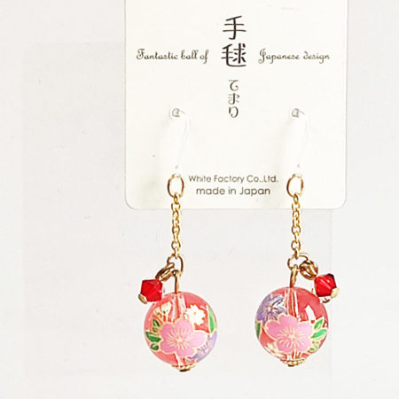 Temari Earrings – Pink Sakura Ball (Made in Japan)