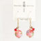 Pink Temari earrings with transparent ball and sakura design, 1.2 cm sphere with red and pink beads and allergy-friendly hooks, made in Japan.