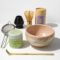 Luxury Japanese ceremonial matcha tea set with handmade Kiyomizu ware bowl, bamboo whisk, scoop, whisk holder, tea sifter, and Miyabi ceremonial grade matcha.