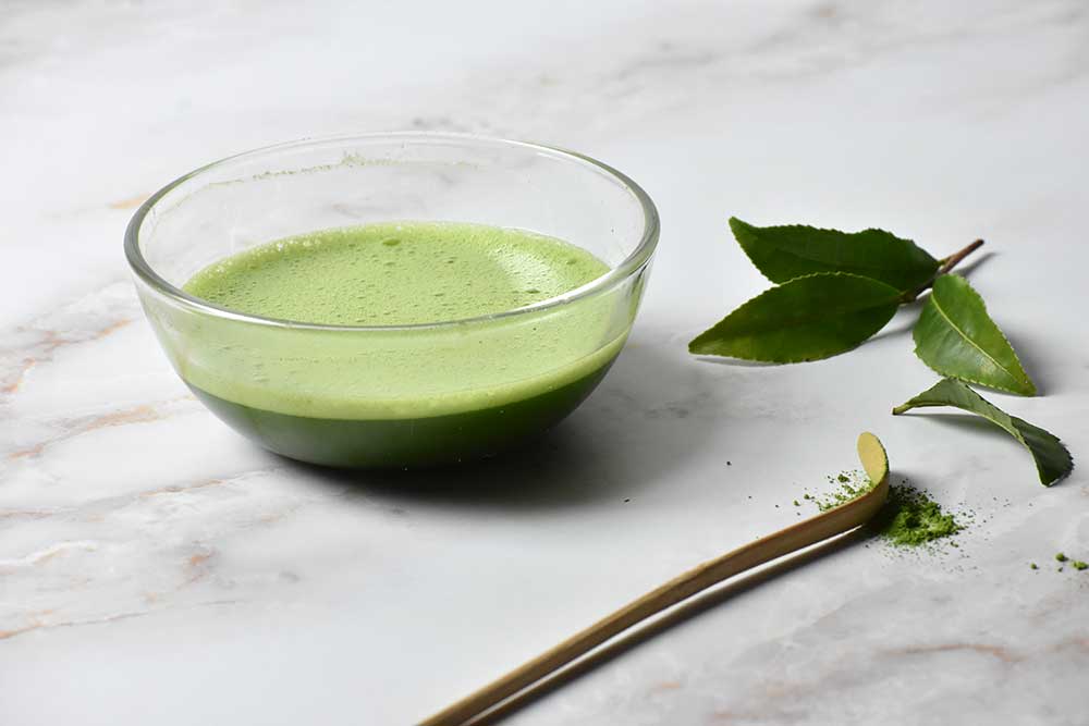 Miyabi ceremonial grade matcha, made from first harvest (shincha) tencha leaves grown without pesticides or chemical fertilisers in Kyoto and Kagoshima, Japan.