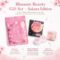 A beautiful Sakura-themed gift set featuring a Kyoto Sakura Face Mask, a Japanese Solid Perfume in Sakura scent, and a floral portable mirror with a chirimen fabric backing. The pattern and color of the mirror’s fabric may vary. A perfect gift for Japan lovers. Available at j-okini.com in Malta
