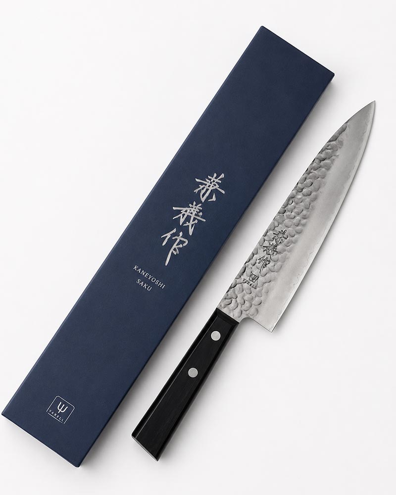 Kaneyoshi VG10 Tsuchime Chef Knife 180mm by Yaxell, Japanese hammered kitchen knife made in Japan | j-okini Malta