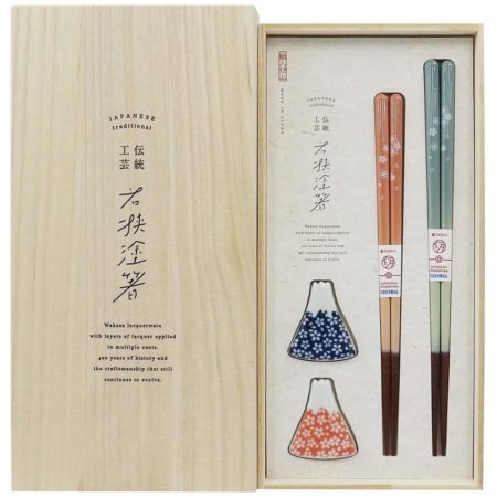 Japanese Fujimi Sakura Chopsticks Gift Set with Mt. Fuji Rests | Made in Japan