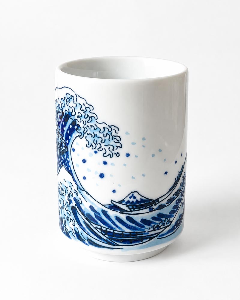 Hokusai Great Wave Japanese Teacup | Mino Ware Yunomi 270ml