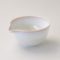 Japanese Harukaze Katakuchi matcha bowl with pouring spout, white Mino ware porcelain chawan with soft pink rim made in Japan. Buy it on j-okini.com in Malta