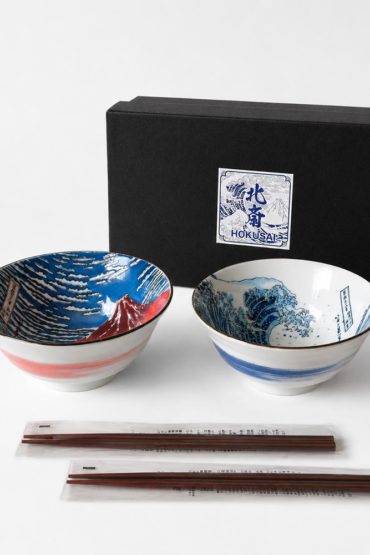 Hokusai Japanese Bowl & Chopstick Gift Set | Great Wave & Red Fuji